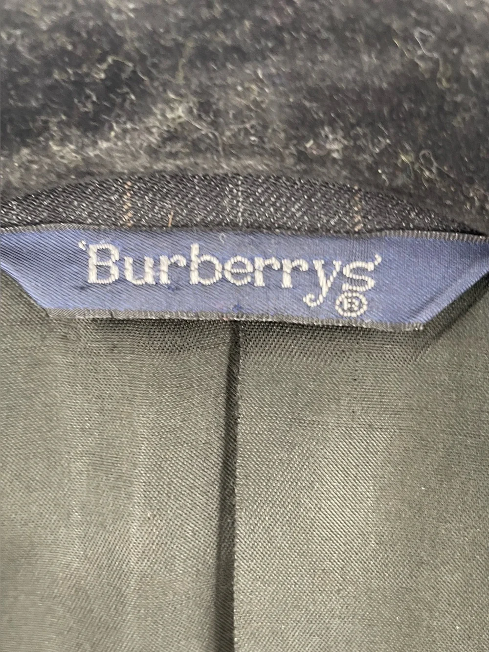 Burberry Vintage Charcoal Grey Pinstriped 2 Button Wool Lined Blazer Jacket